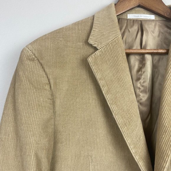 Ralph Lauren Sport Coat Blazer Jacket Mens 42R Corduroy Beige‎ Brown 2 Button - Picture 2 of 9
